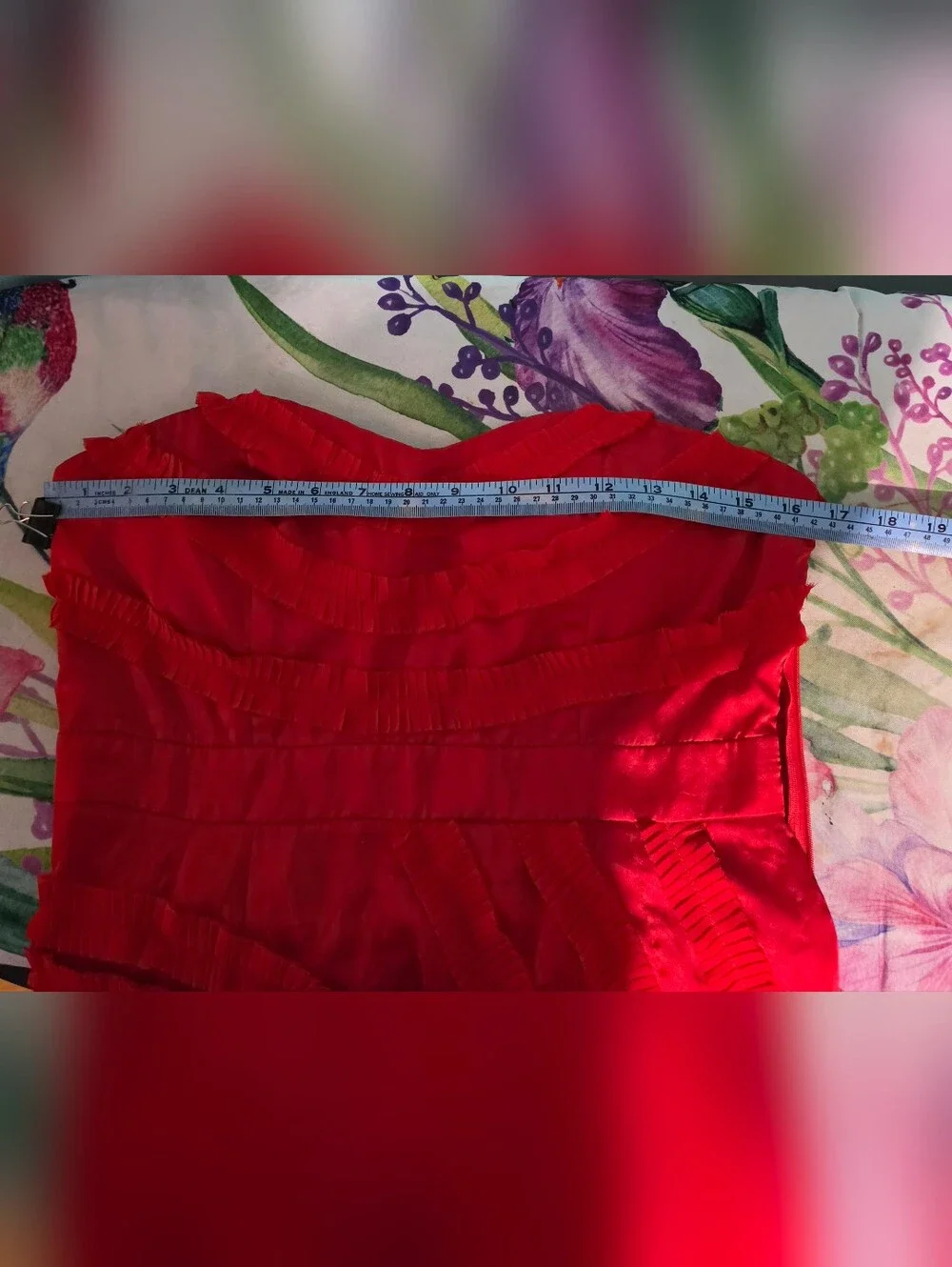 Strapless Ruffled Cocktail Dress in Red